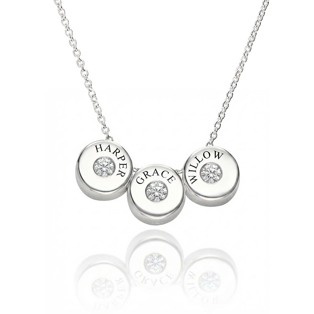 Collar Nova Personalizado con Grabado y Diamante en Plata-1 foto de producto