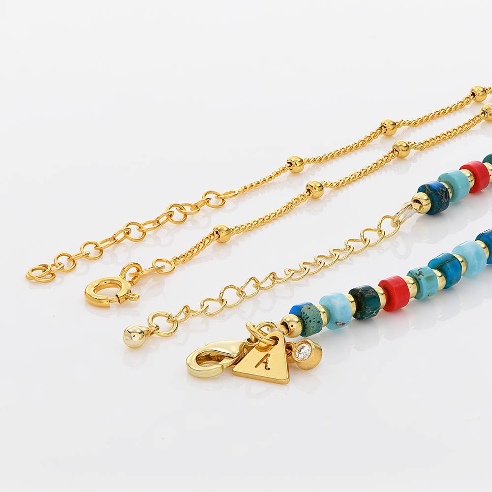 Pulsera / Tobillera de Cuentas en Capas del Pacífico con Iniciales y 0.05ct Diamantes en Baño de Oro-3 Pulsera / Tobillera de Cuentas en Capas del Pacífico con Iniciales y 0.05ct Diamantes en Baño de Oro-3 foto de producto