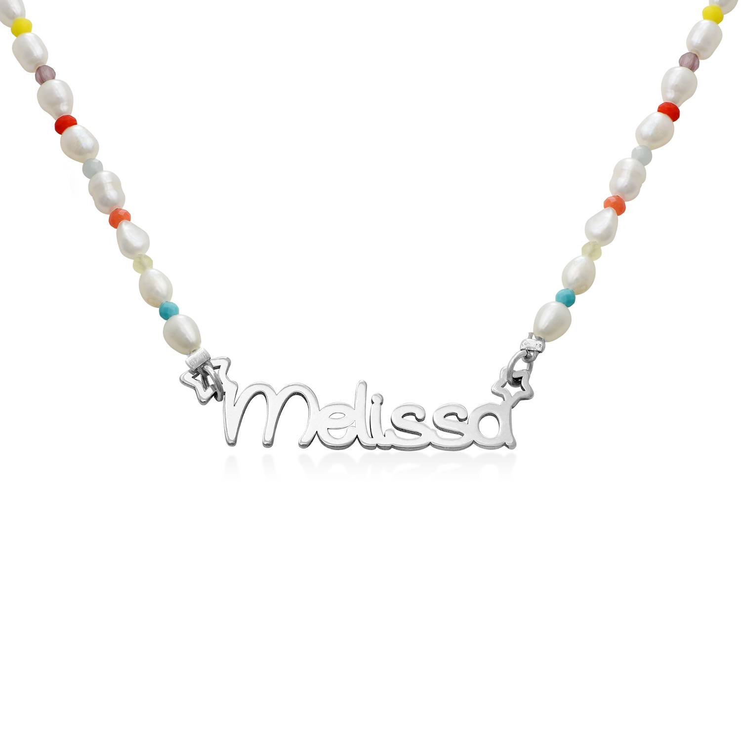 Collar de Perlas Candy con Nombre para Niña en Plata Esterlina-1 Collar de Perlas Candy con Nombre para Niña en Plata Esterlina-1 foto de producto