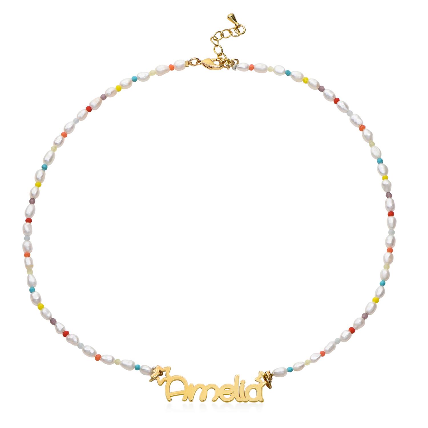Collar de Perlas Candy con Nombre para Niña en Vermeil de Oro-2 foto de producto