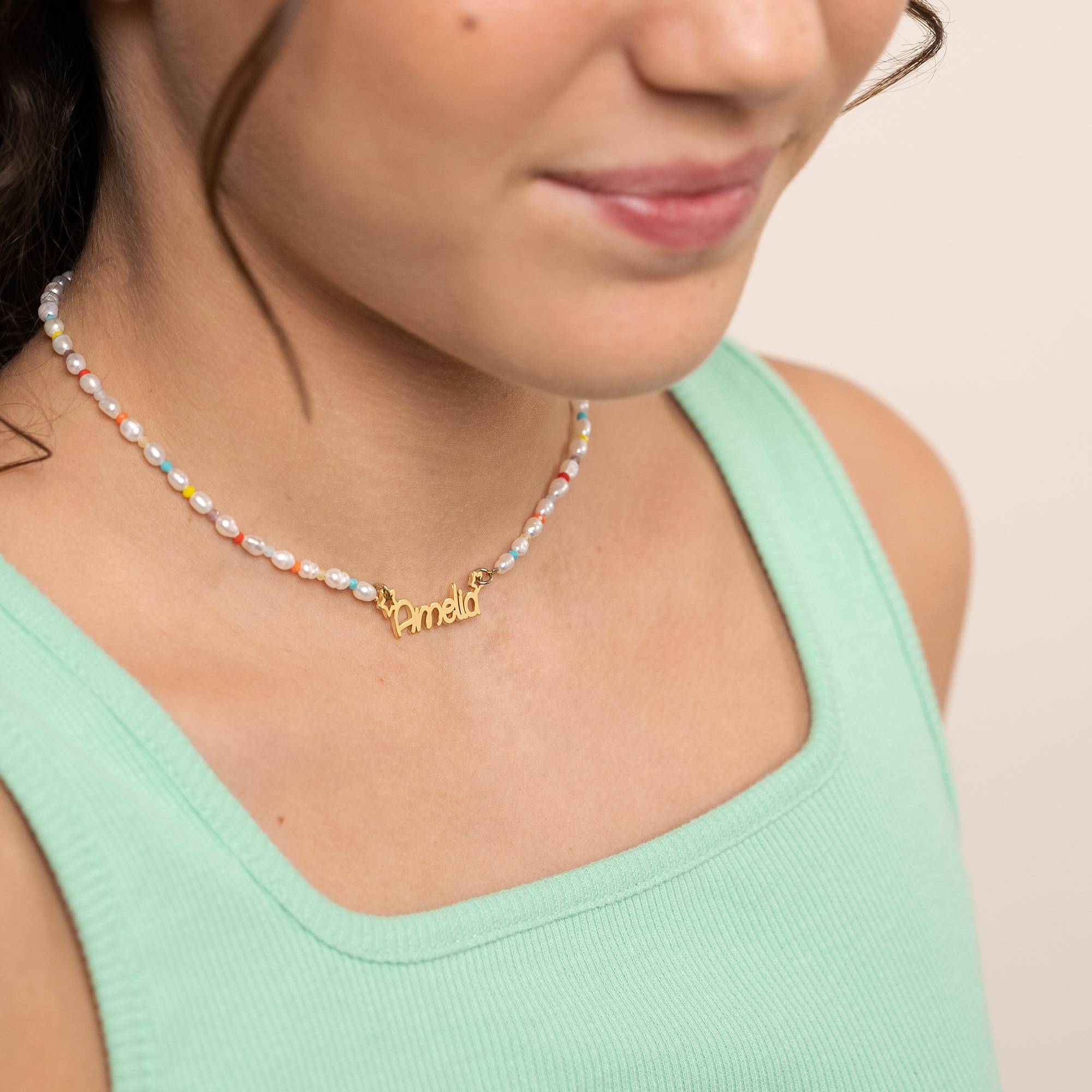 Collar de Perlas Candy con Nombre para Niña en Vermeil de Oro-5 foto de producto