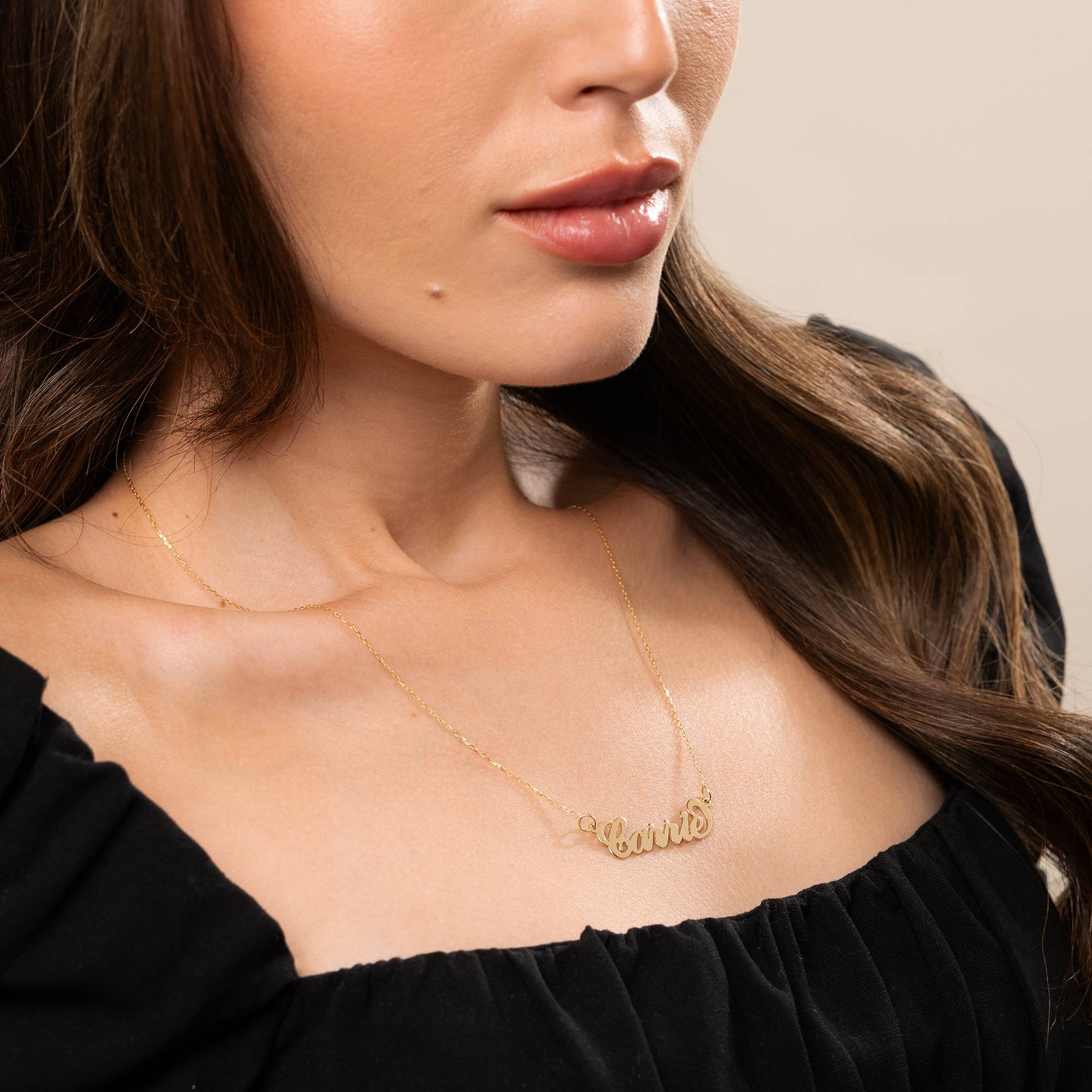 Collar con Nombre Carrie en Oro Sólido 14K-5 foto de producto