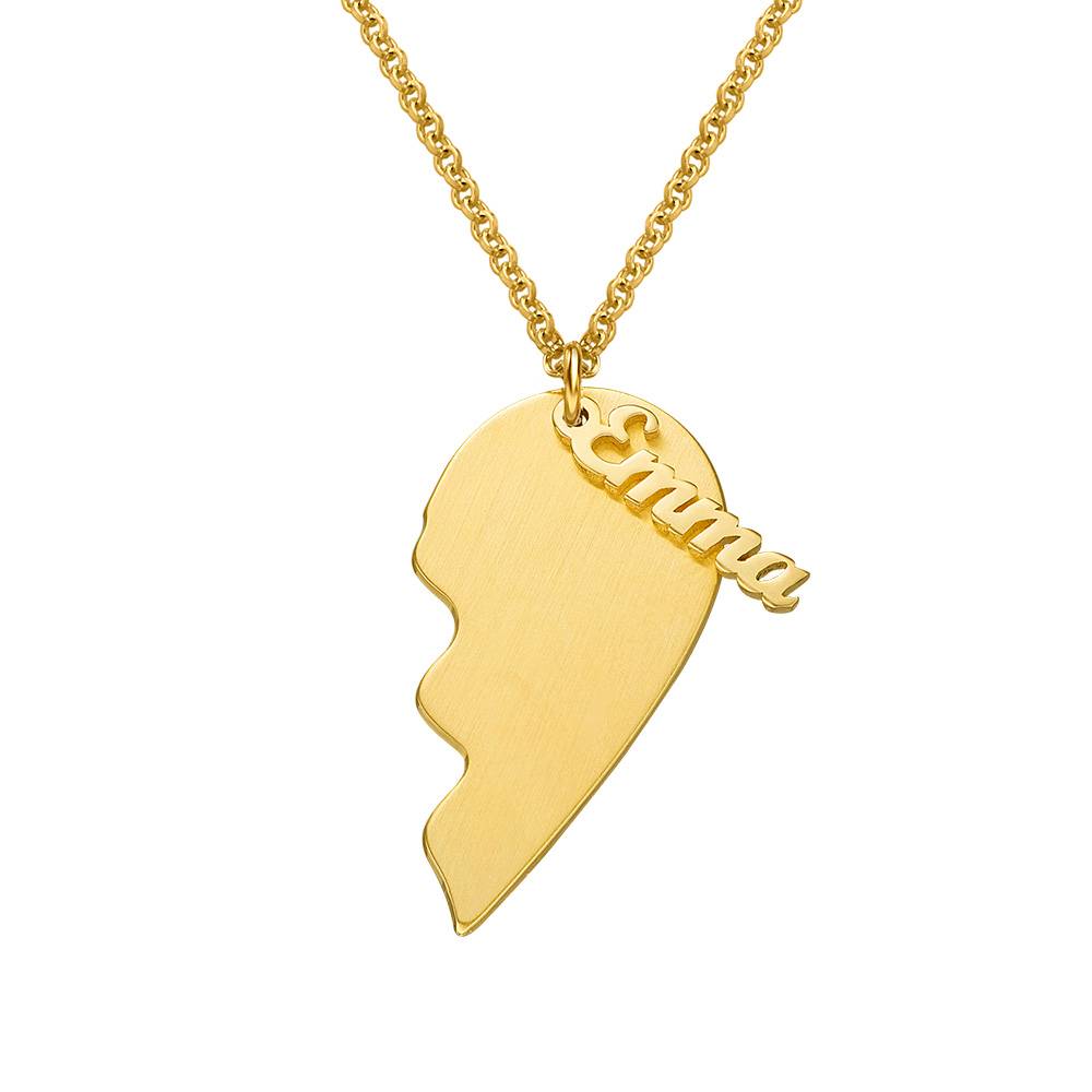 Collar Corazón Grabado de Parejas en Baño de Oro-4 foto de producto