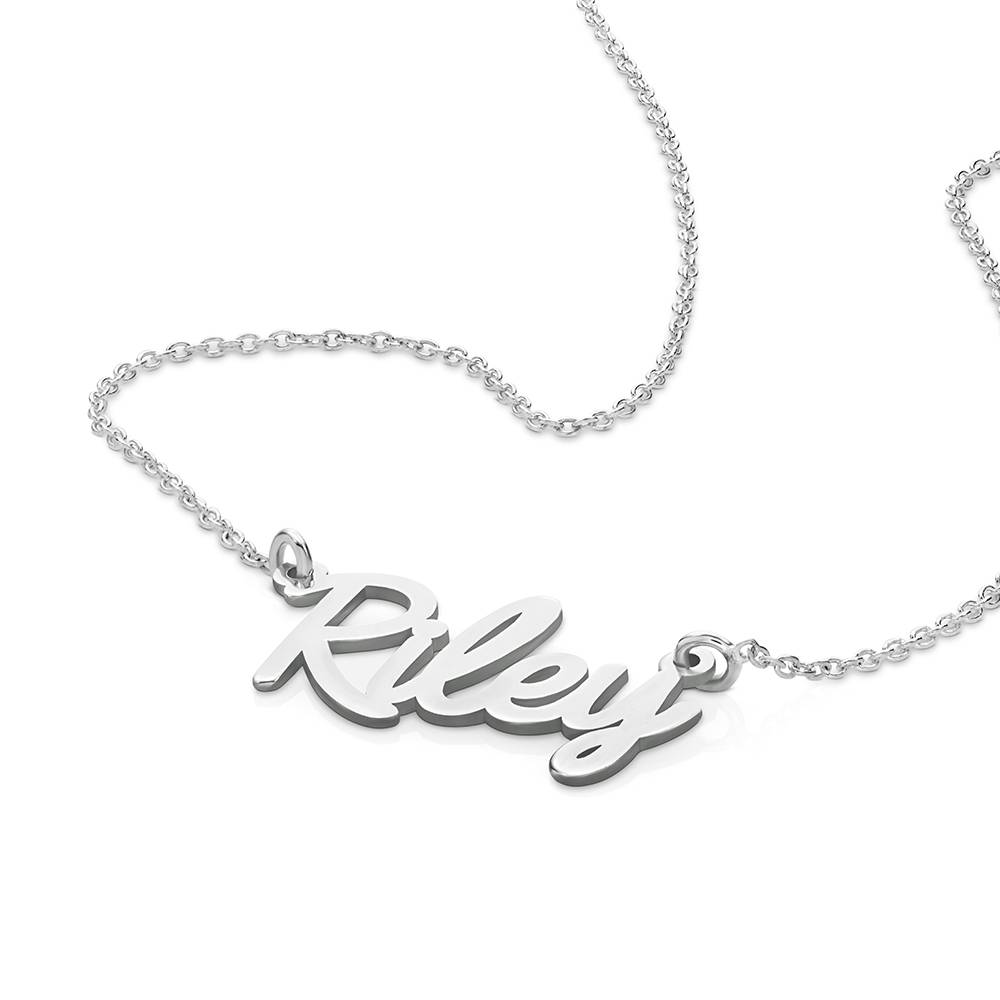 Collar con Nombre Cursivo en Oro Blanco 10K-5 foto de producto