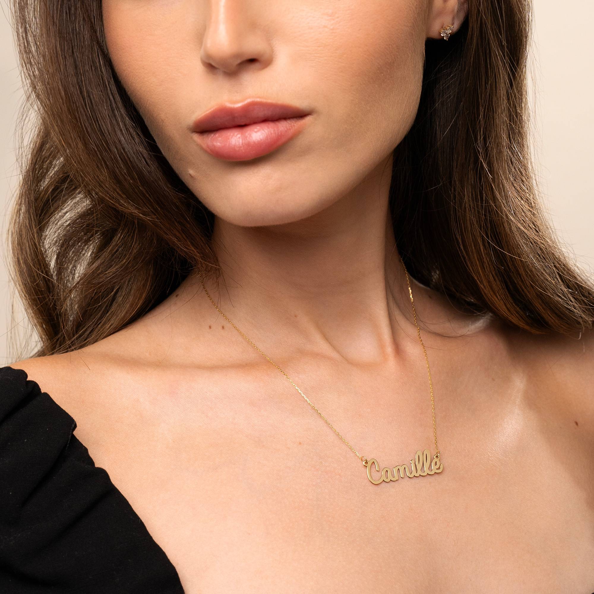 Collar con Nombre Cursivo en Oro Sólido 10K-4 foto de producto