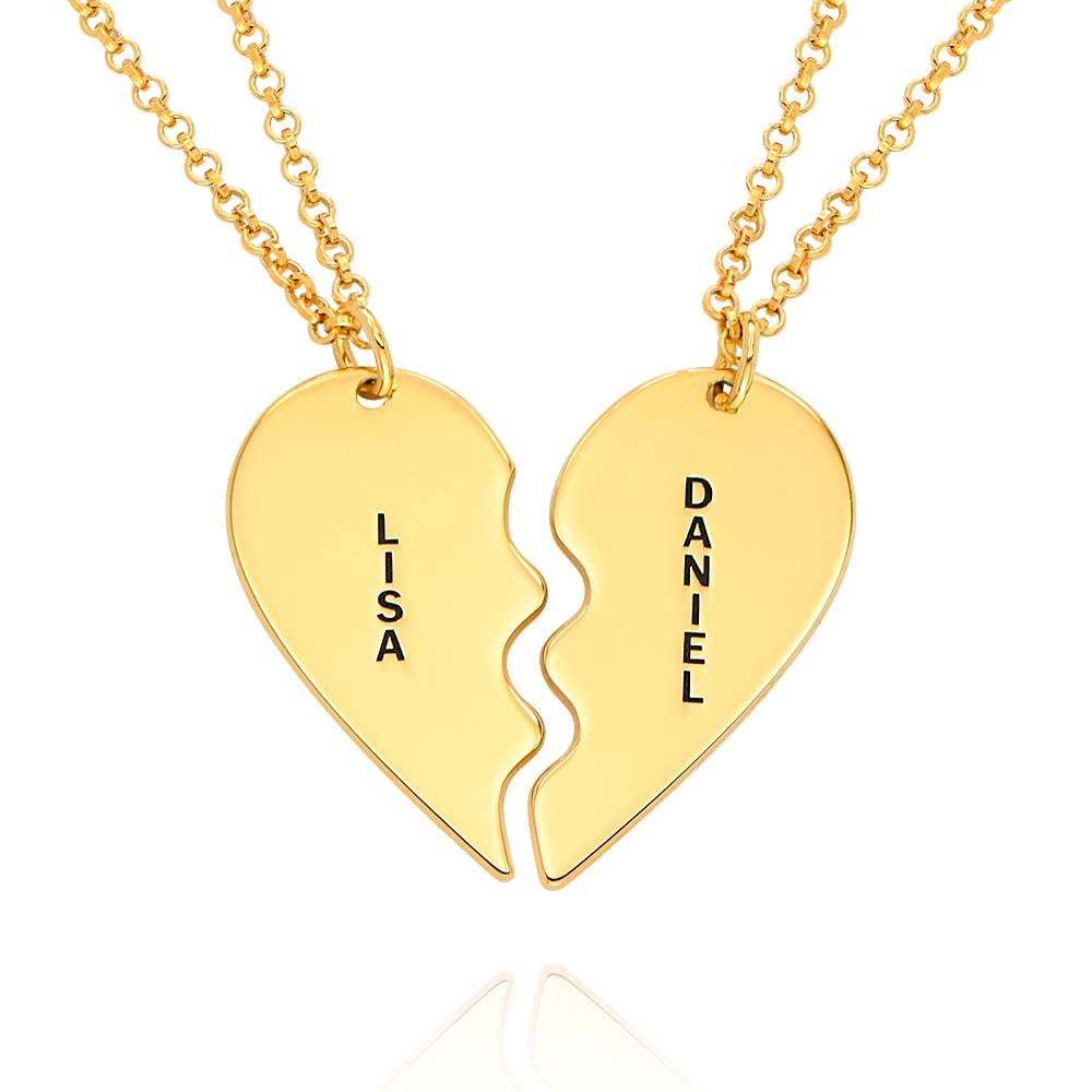 Collar Personalizado con Corazón Divisible en Baño de Oro-2 foto de producto