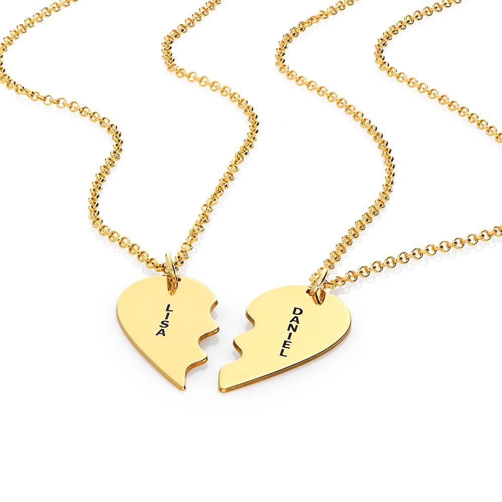 Collar Personalizado con Corazón Divisible en Vermeil de Oro-2 foto de producto