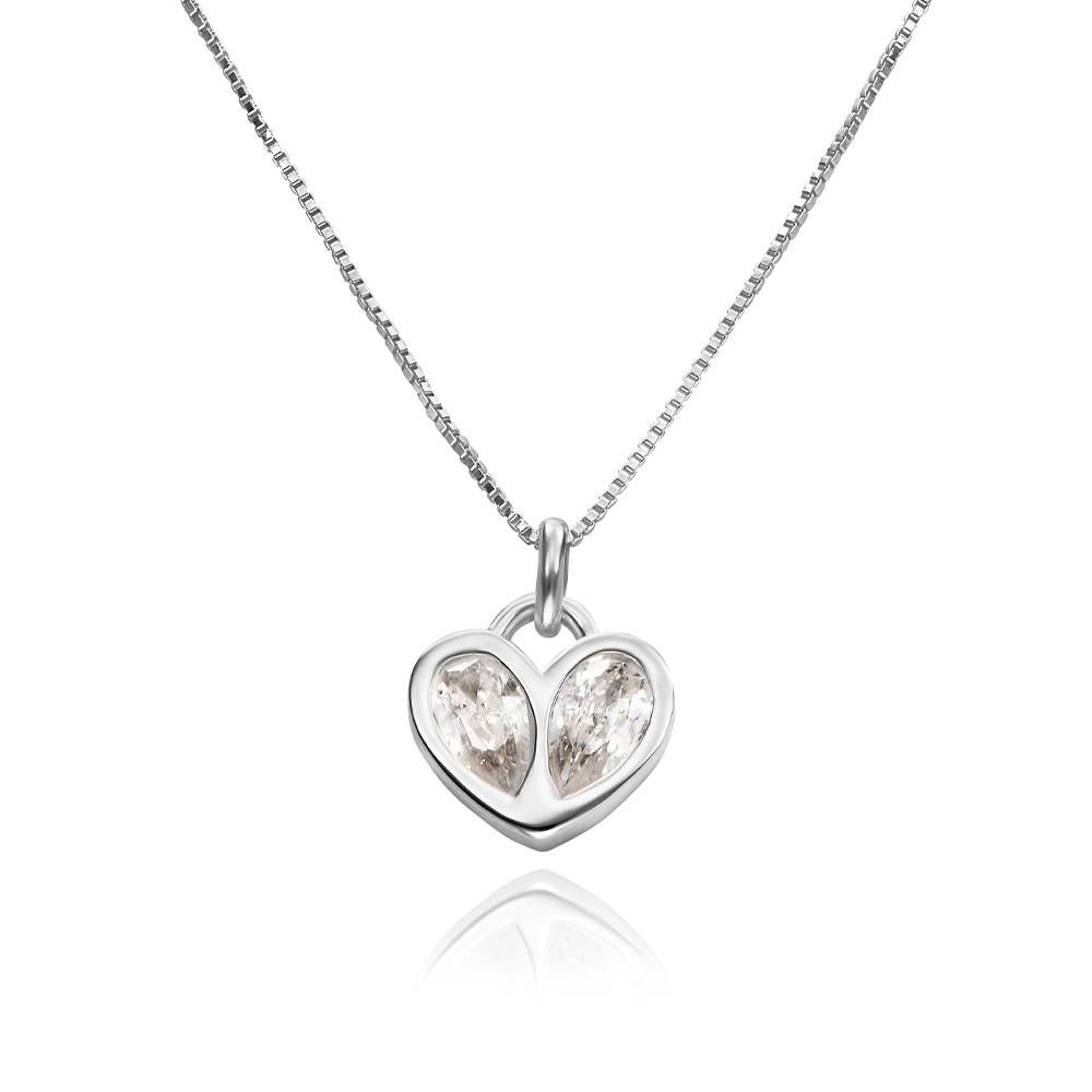 Collar Petite con Corazón de Cristal en Plata-1 foto de producto