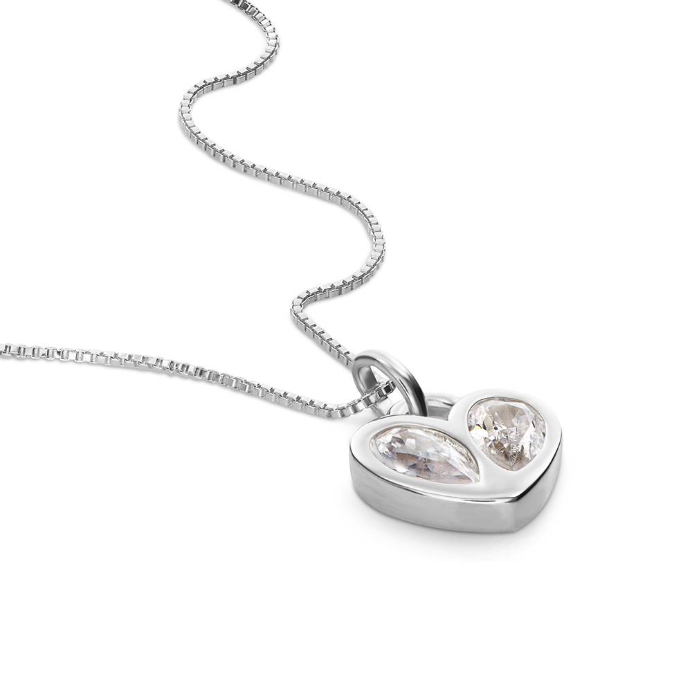 Collar Petite con Corazón de Cristal en Plata-2 foto de producto