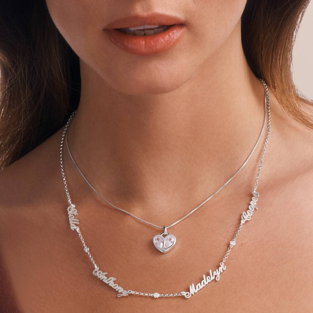 Collar Petite con Corazón de Cristal en Plata-4 foto de producto