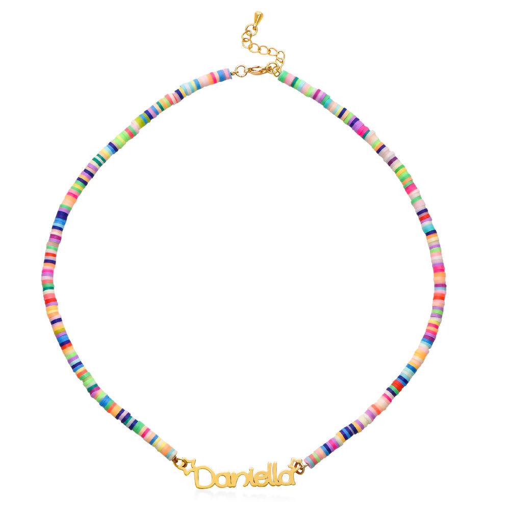 Collar con Nombre de Niña con Cuentas de Mágica Arcoíris en Baño de Oro-3 Collar con Nombre de Niña con Cuentas de Mágica Arcoíris en Baño de Oro-3 foto de producto