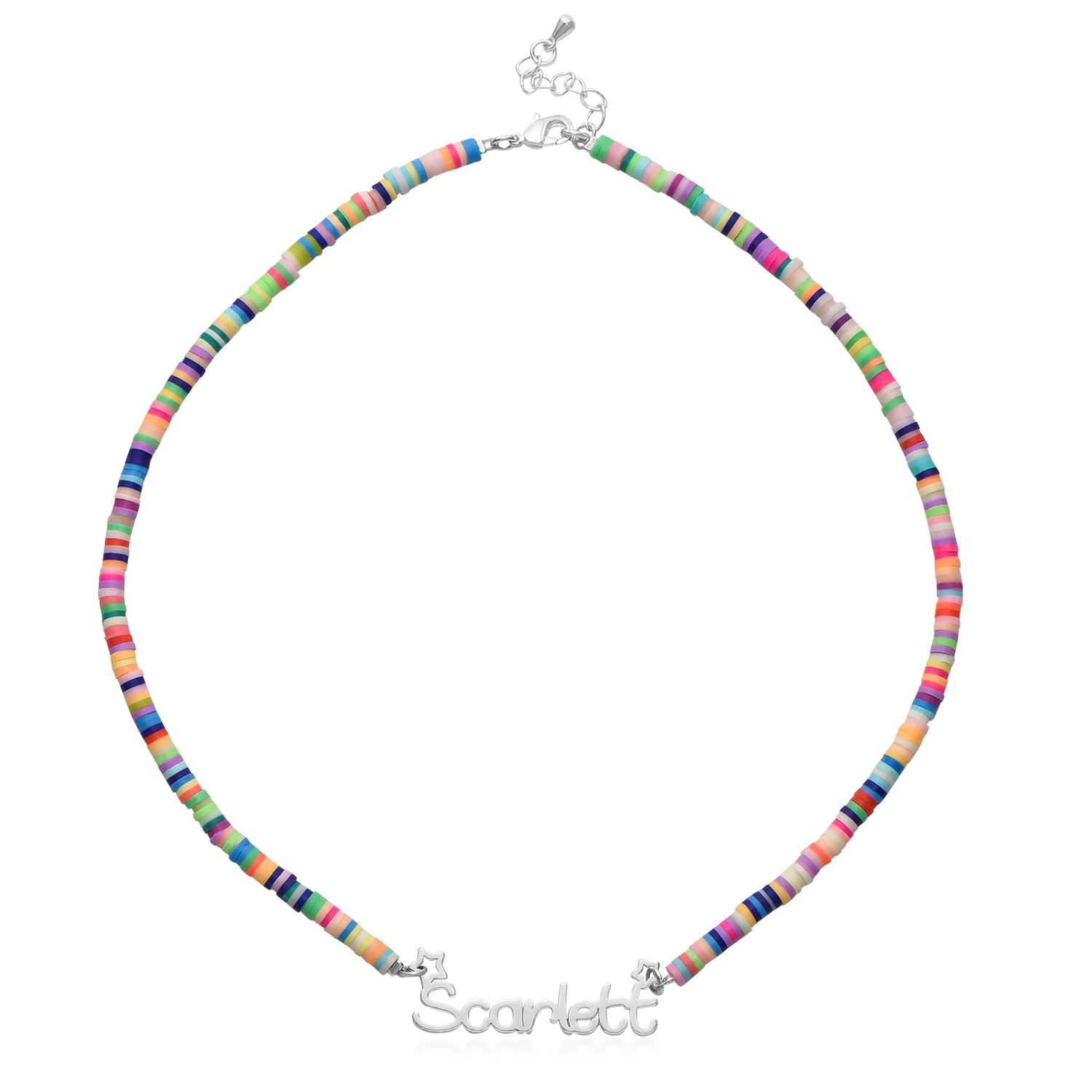 Collar con Nombre de Niña con Cuentas de Mágica Arcoíris en Plata Esterlina-2 foto de producto