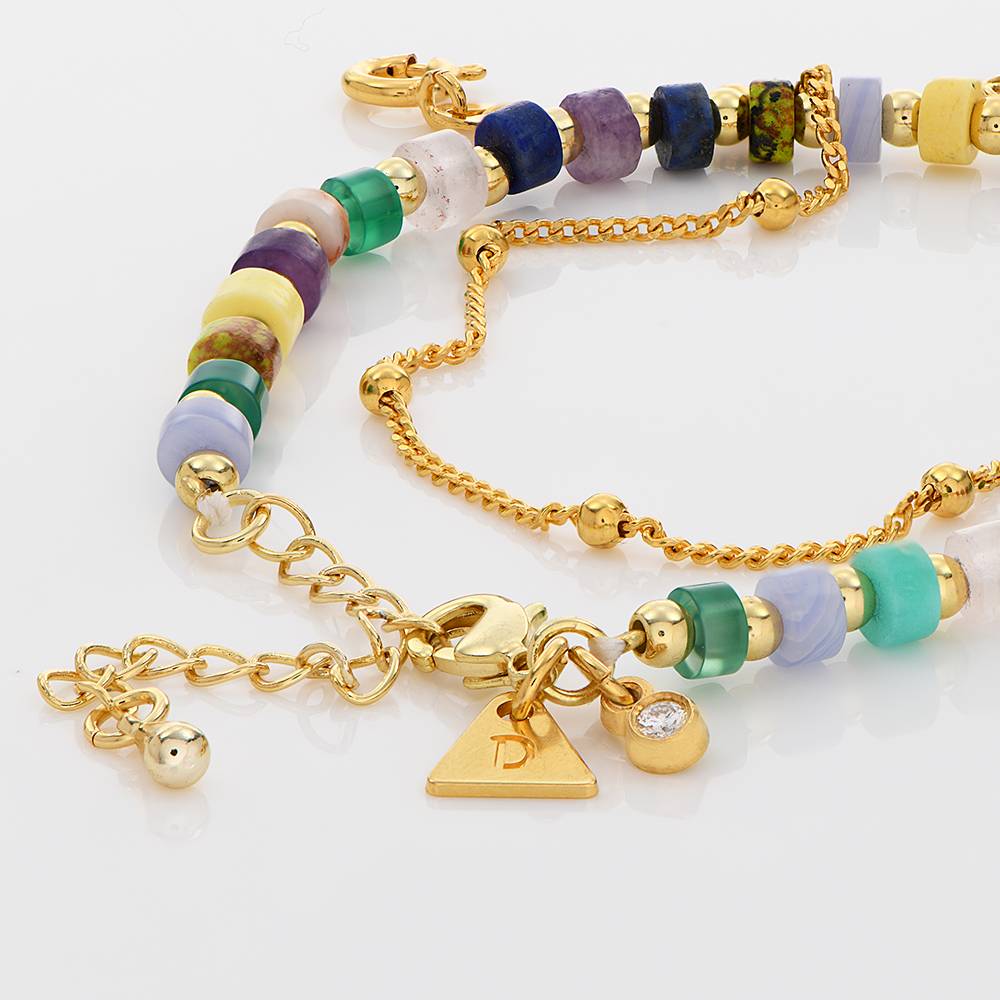 Pulsera / Tobillera de Cuentas en Capas Resort con Iniciales y 0.05ct Diamantes en Baño de Oro-2 Pulsera / Tobillera de Cuentas en Capas Resort con Iniciales y 0.05ct Diamantes en Baño de Oro-2 foto de producto