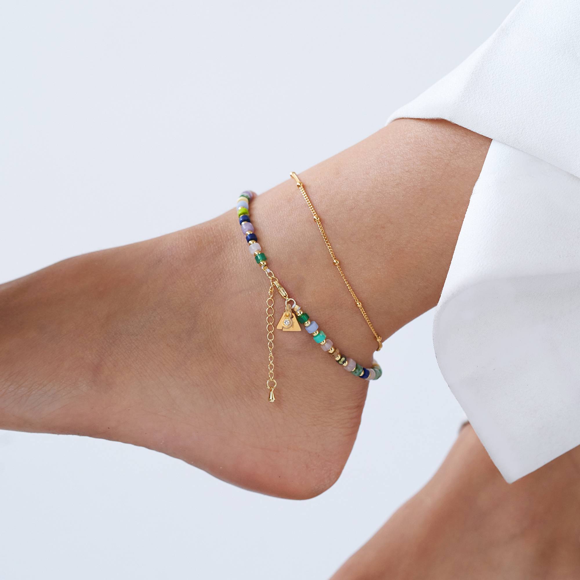 Pulsera / Tobillera de Cuentas en Capas Resort con Iniciales y 0.05ct Diamantes en Baño de Oro-5 Pulsera / Tobillera de Cuentas en Capas Resort con Iniciales y 0.05ct Diamantes en Baño de Oro-5 foto de producto
