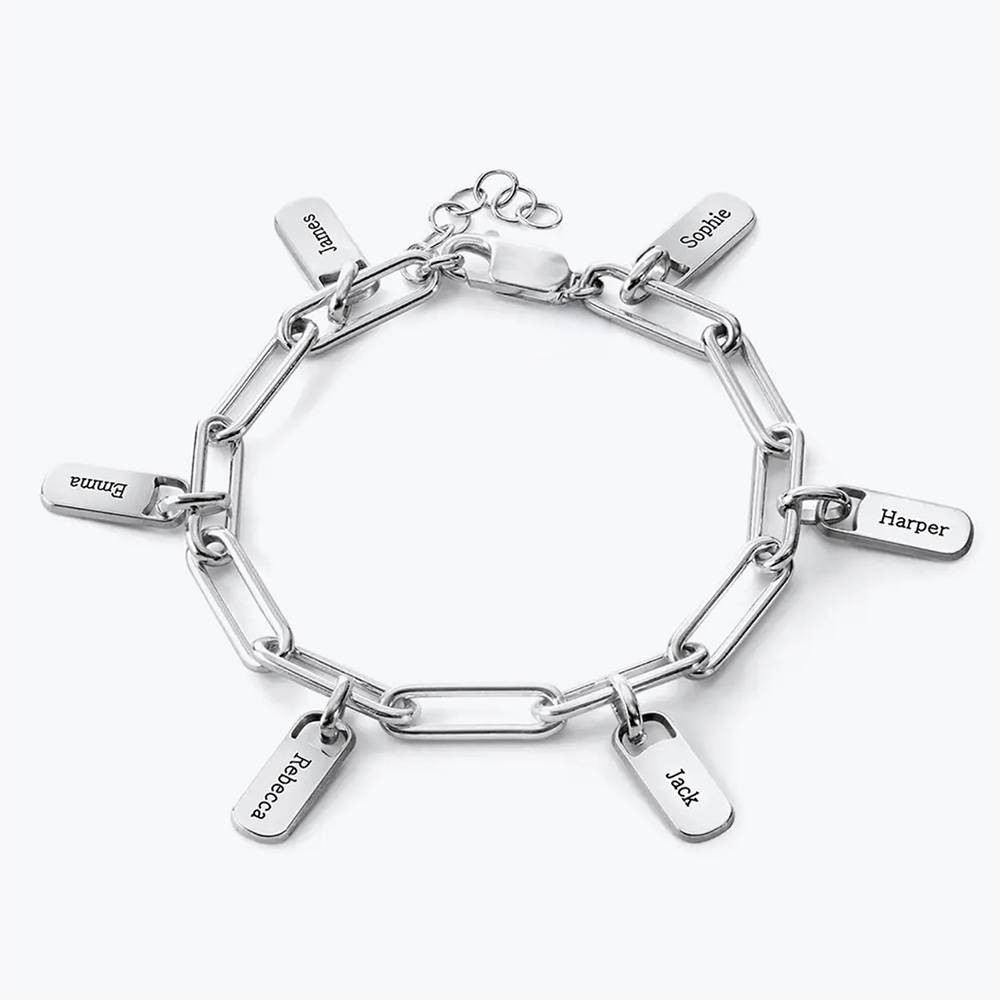 Pulsera de Eslabones Rory con Dijes Personalizados en Plata-4 foto de producto