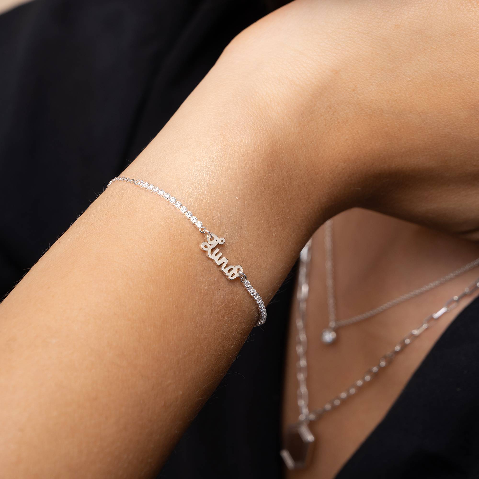 Pulsera con Nombre Kate de Tenis en Plata Esterlina-1 Pulsera con Nombre Kate de Tenis en Plata Esterlina-1 foto de producto