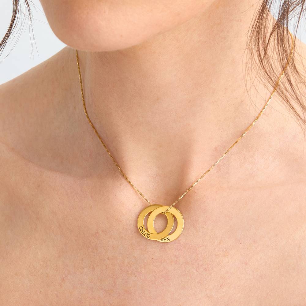 Collar de Anillo Ruso con 2 Anillos en Baño de Oro-3 foto de producto