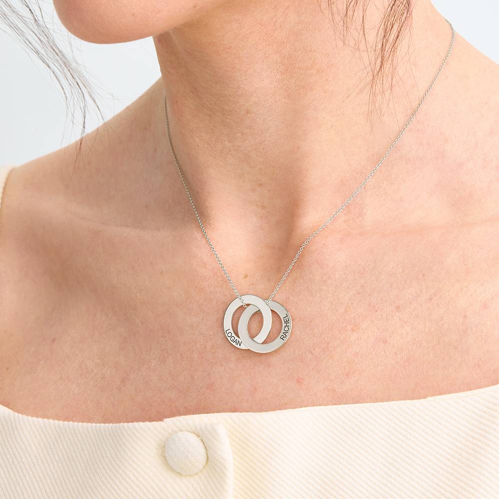 Collar de Anillo Ruso con 2 Anillos en Oro Blanco 10K-4 foto de producto