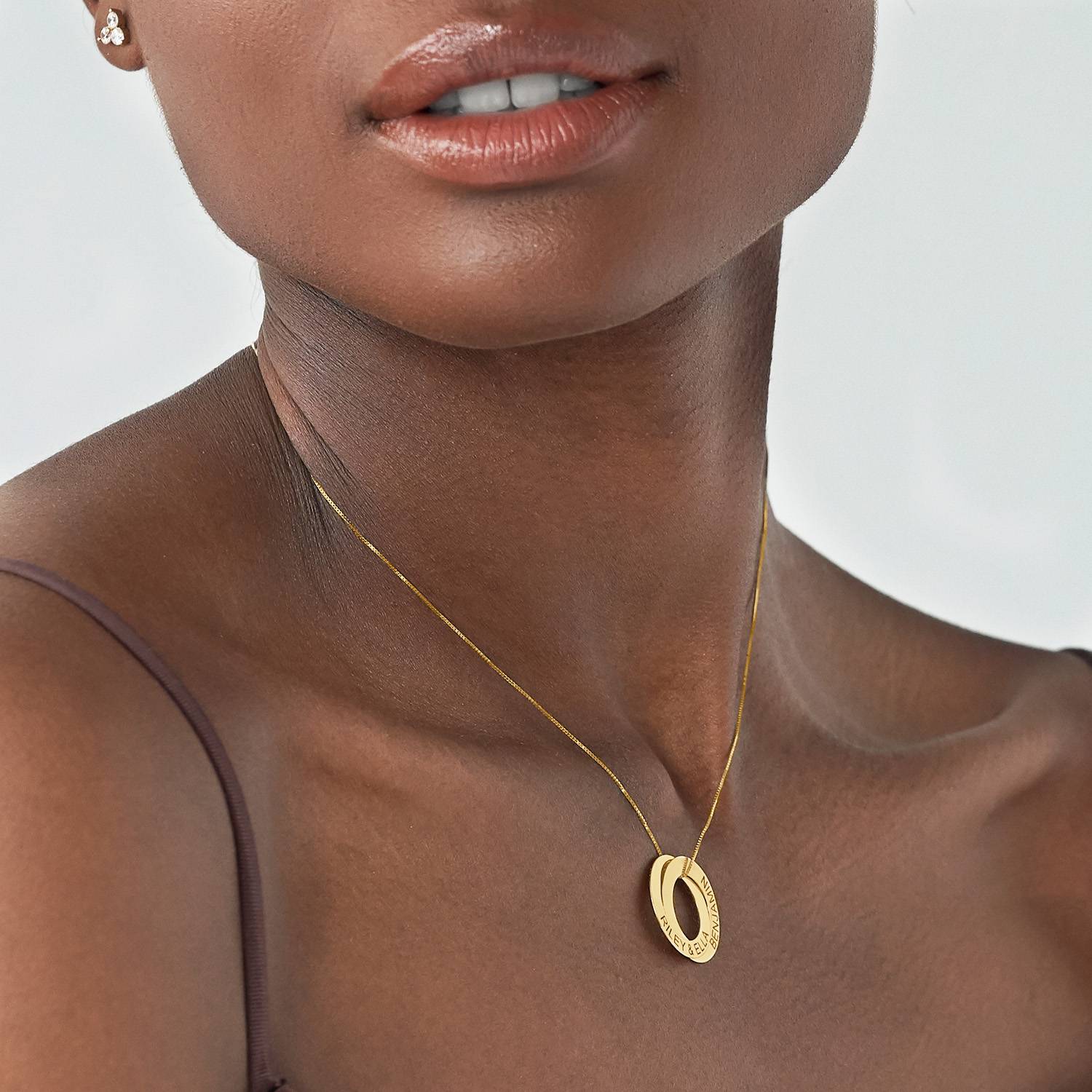 Collar de Anillo Ruso con 2 Anillos en Oro 10K-3 foto de producto