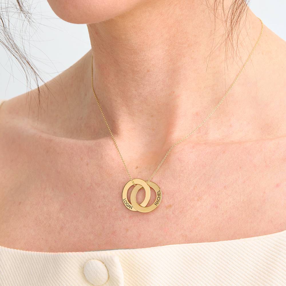 Collar de Anillo Ruso con 2 Anillos en Oro Sólido 14K-4 foto de producto