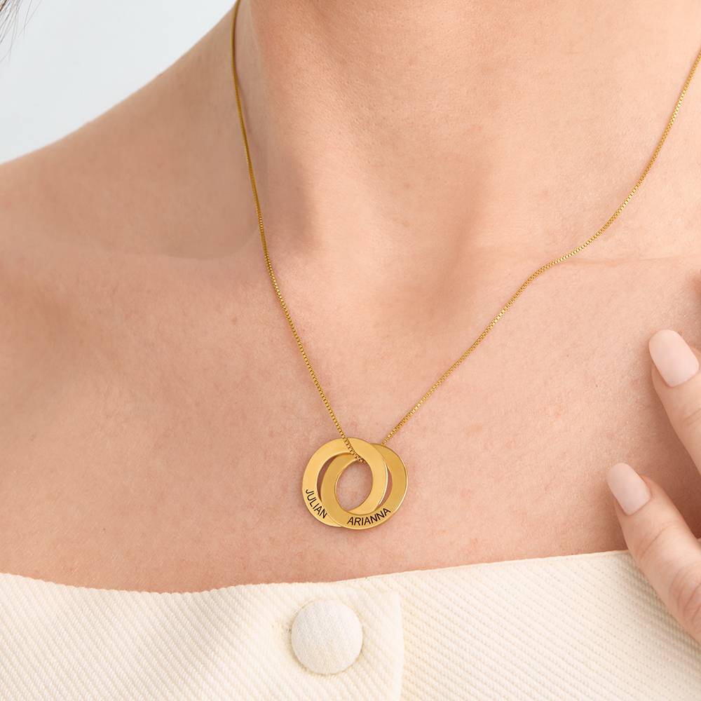Collar de Anillo Ruso con 2 Anillos en Vermeil de Oro-4 foto de producto