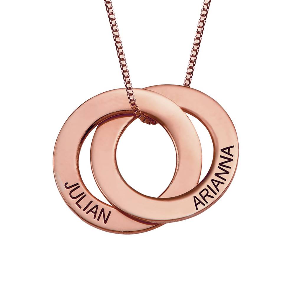 Collar de Anillo Ruso con 2 Anillos en Chapado de Oro Rosa-2 foto de producto