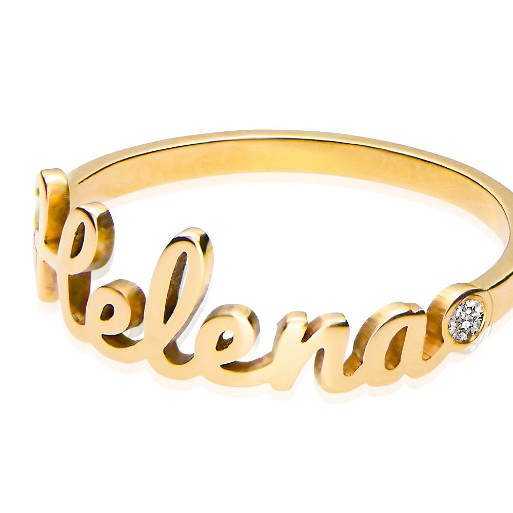 Anillo con Nombre Script y Diamante en Baño de Oro-3 foto de producto