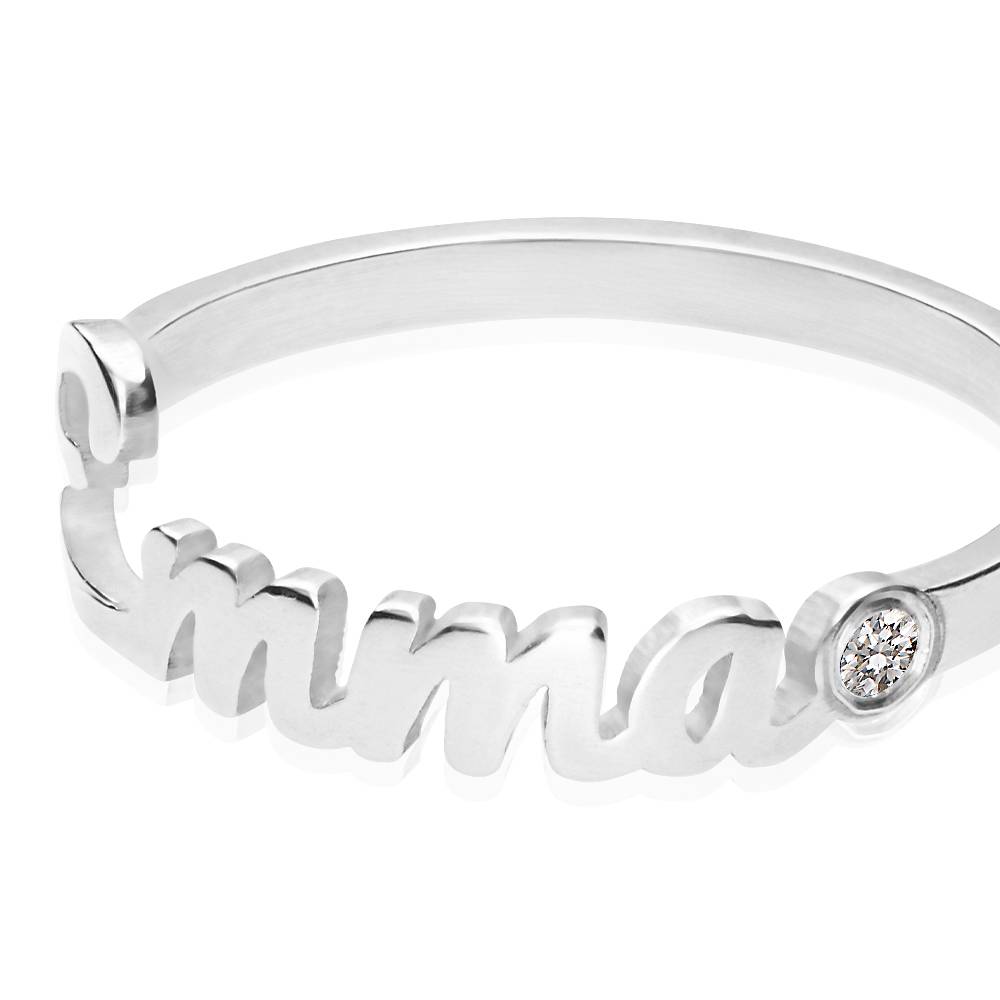 Anillo con Nombre Script y Diamante en Plata Esterlina-3 foto de producto