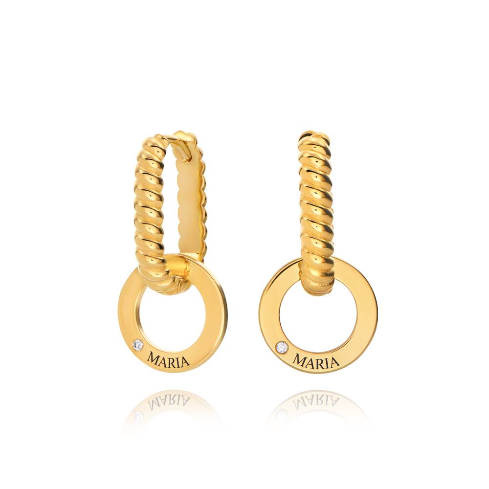 Pendientes Serena con Nombre y Diamante en Vermeil de Oro-3 foto de producto