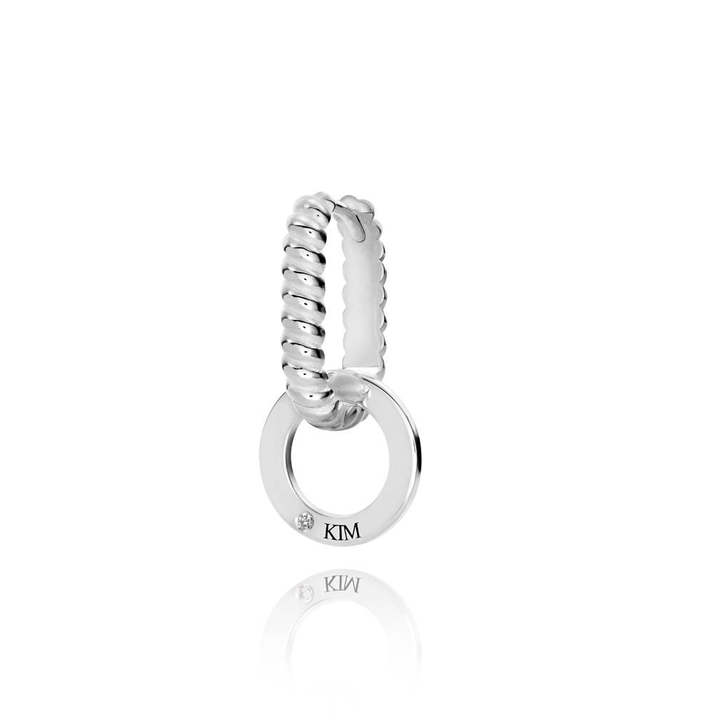 Pendientes Serena con Nombre y Diamante en Plata Esterlina-4 foto de producto