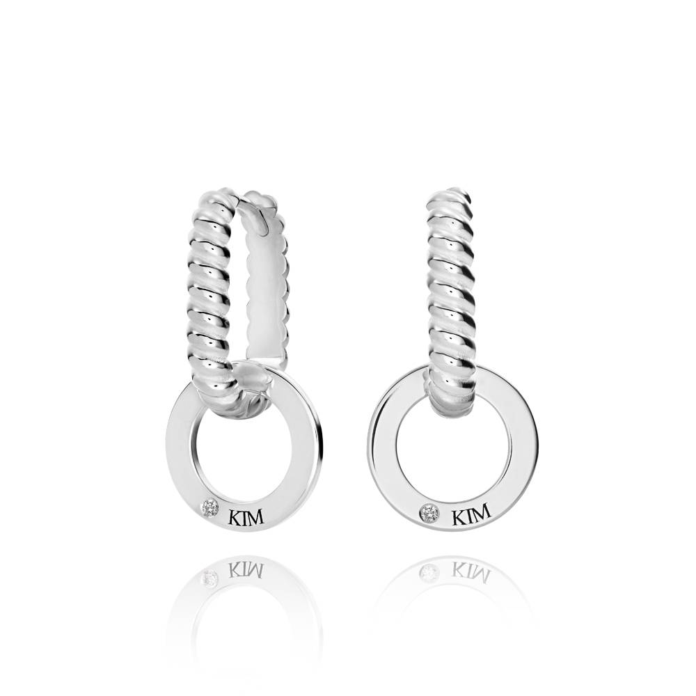 Pendientes Serena con Nombre y Diamante en Plata Esterlina-1 foto de producto