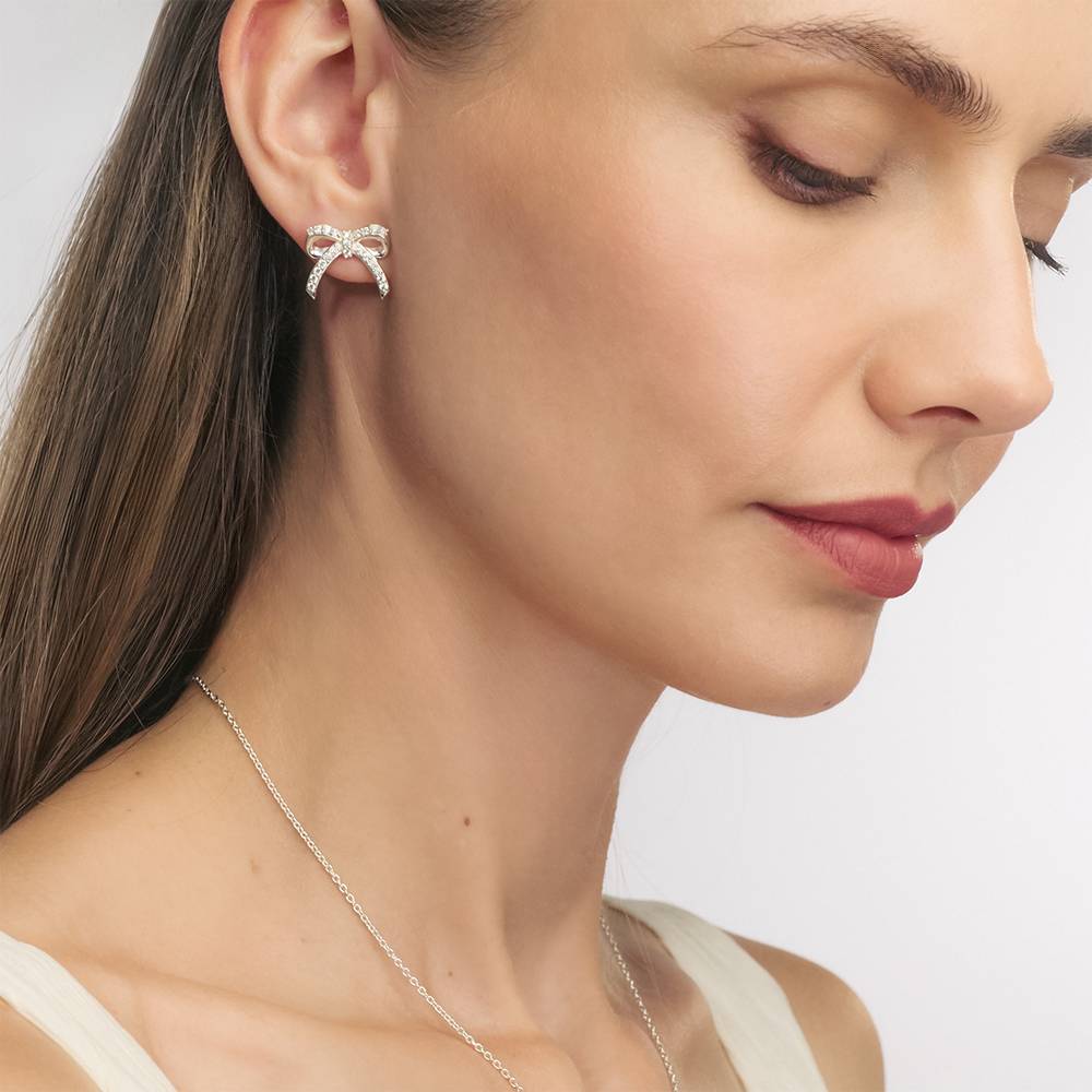 Pendientes Lazo Radiante en Plata de Ley-2 foto de producto