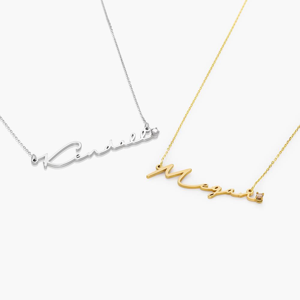 Collar con Nombre de Firma con Diamante en Plata Esterlina-1 Collar con Nombre de Firma con Diamante en Plata Esterlina-1 foto de producto