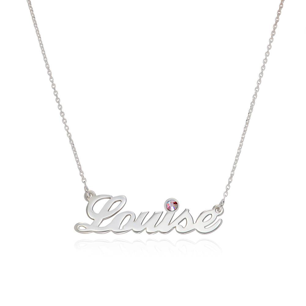 Collar con Nombre con Piedra de Nacimiento en Plata Esterlina-1 Collar con Nombre con Piedra de Nacimiento en Plata Esterlina-1 foto de producto