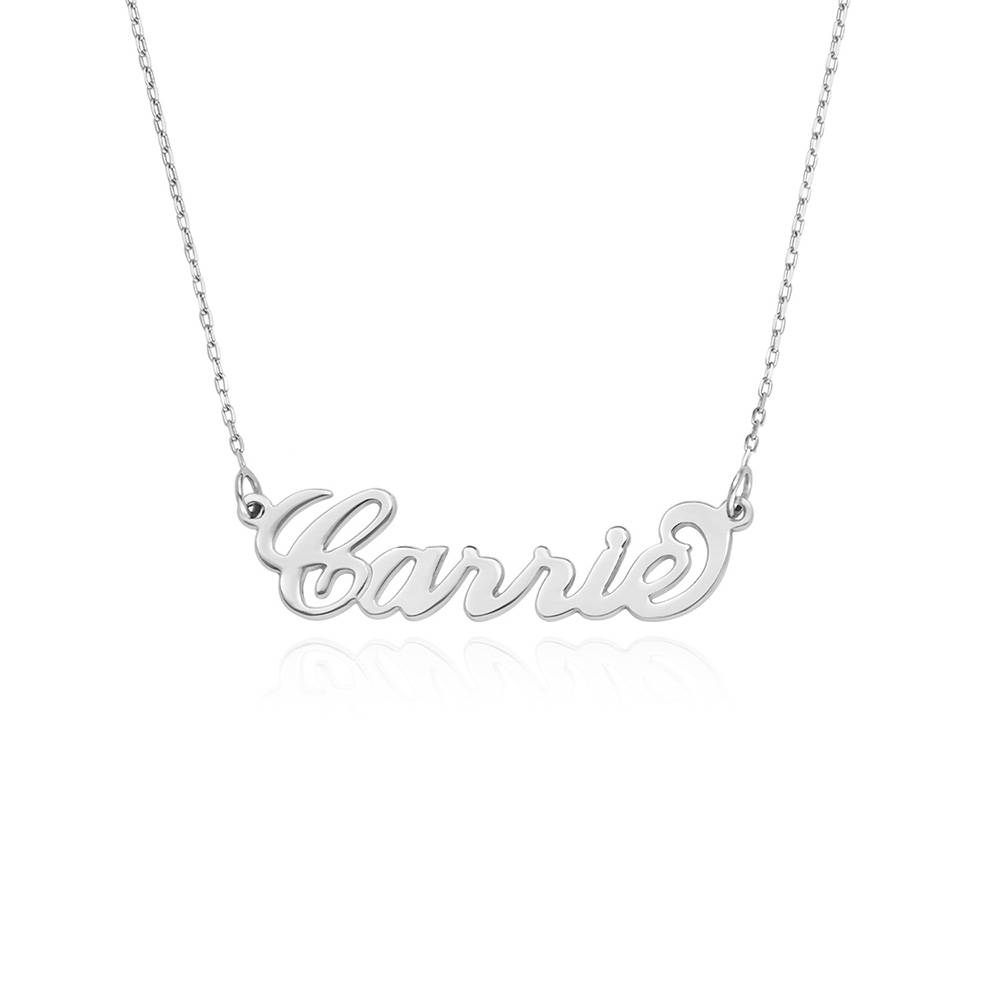 Collar con Nombre Estilo Carrie Pequeño en Oro Blanco de 14 Kt-3 foto de producto