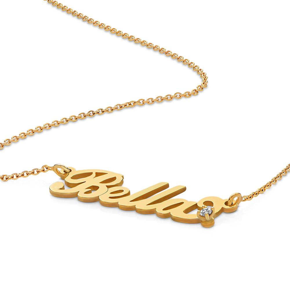 Collar con Nombre Carrie Pequeño con Diamante en Baño de Oro-3 foto de producto