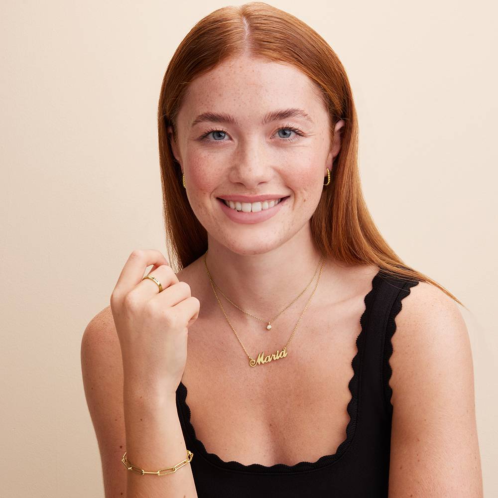 Collar con Nombre Hollywood Pequeño en Oro Sólido de 14K-3 foto de producto