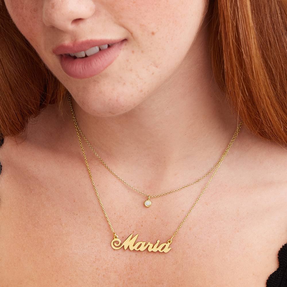 Collar con Nombre Hollywood Pequeño en Oro Sólido de 14K-4 foto de producto