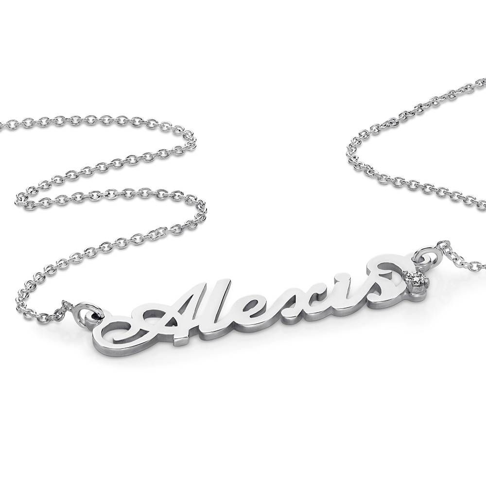 Collar con Nombre Carrie Pequeño con Diamante en Plata Esterlina-3 foto de producto