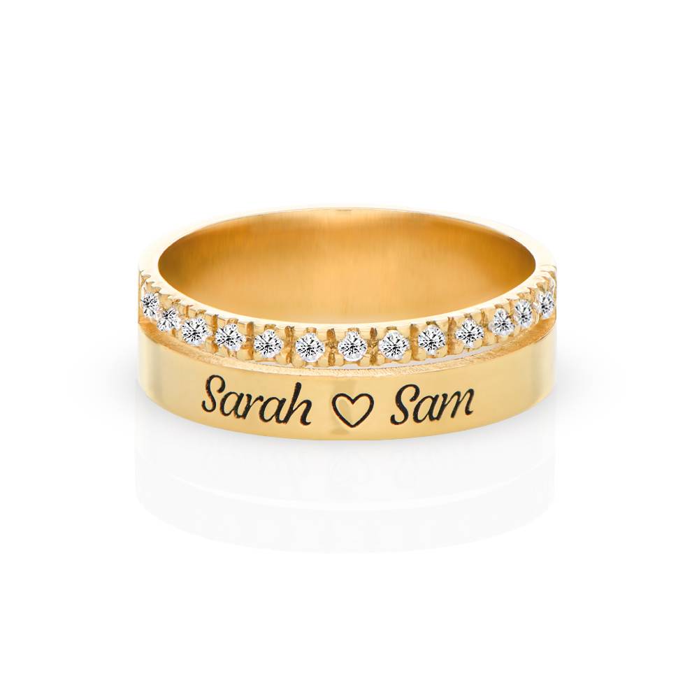 Anillo Doble Sofia con 0.15ct Diamantes en Chapa de Oro-3 foto de producto