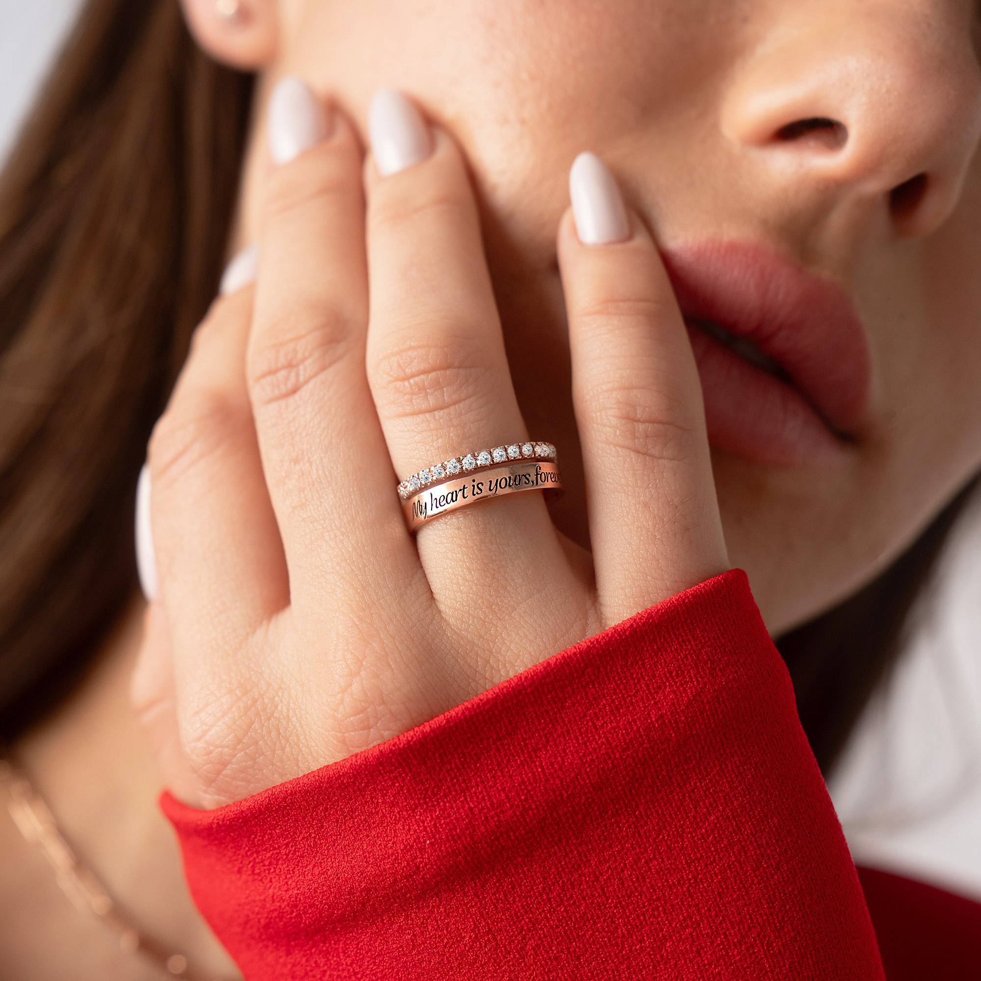 Anillo Doble Sofia con 0.15ct Diamantes en Chapa de Oro Rosa-4 foto de producto