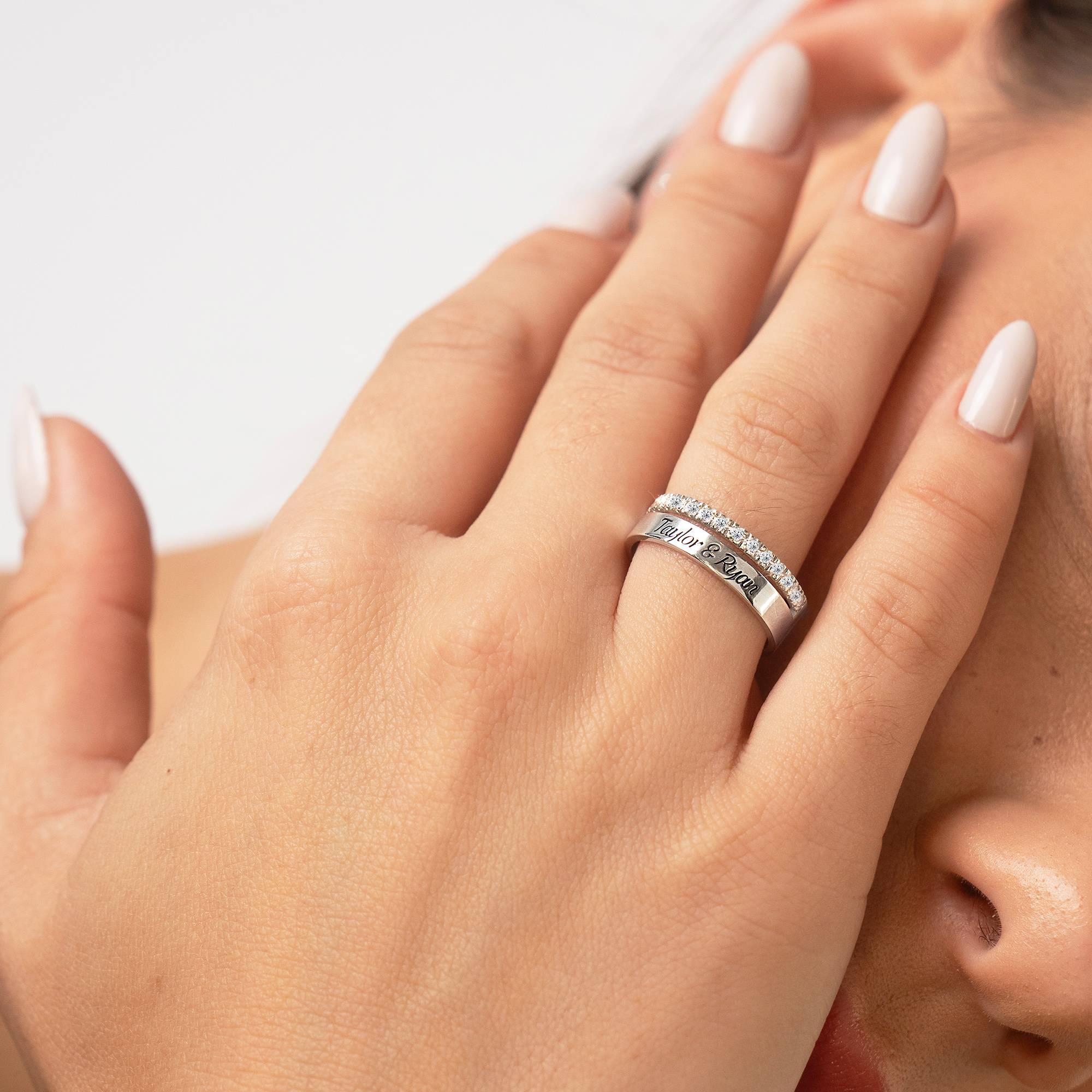 Anillo Doble Sofia con 0.15ct Diamantes en Plata Esterlina-2 Anillo Doble Sofia con 0.15ct Diamantes en Plata Esterlina-2 foto de producto