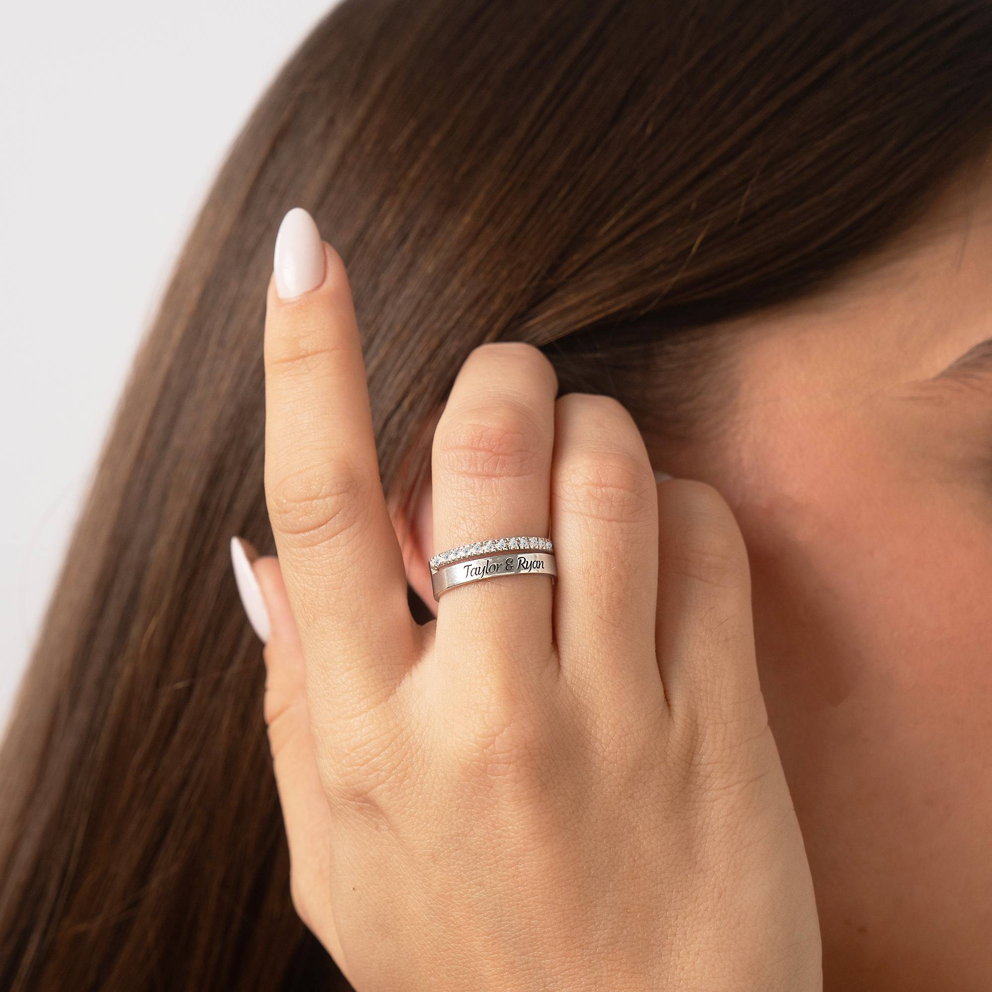Anillo Doble Sofia con 0.15ct Diamantes en Plata Esterlina-4 Anillo Doble Sofia con 0.15ct Diamantes en Plata Esterlina-4 foto de producto