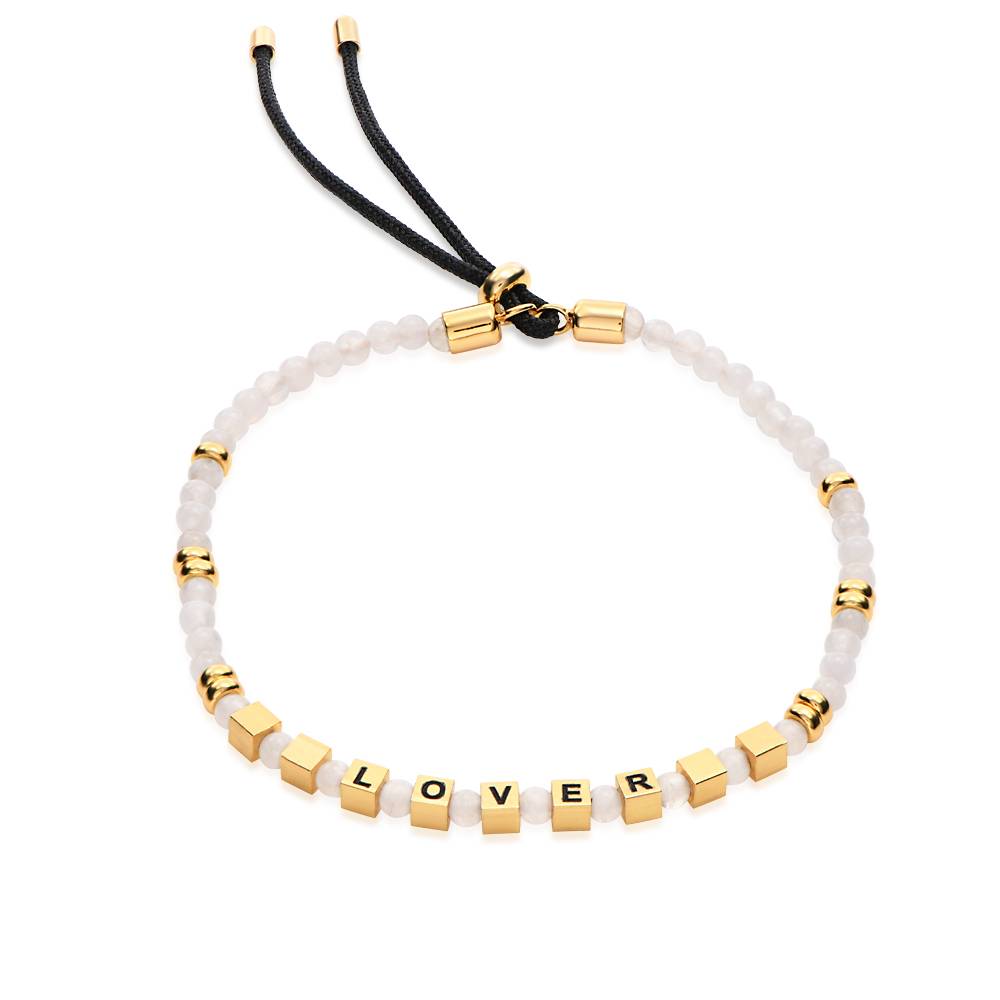 Pulsera Speak Now con Piedras Lunares Blancas en Chapa de Oro-1 foto de producto