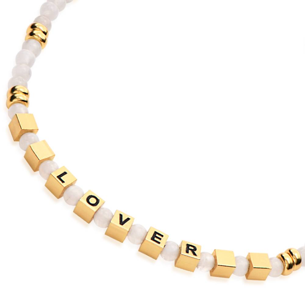 Pulsera Speak Now con Piedras Lunares Blancas en Chapa de Oro-6 foto de producto