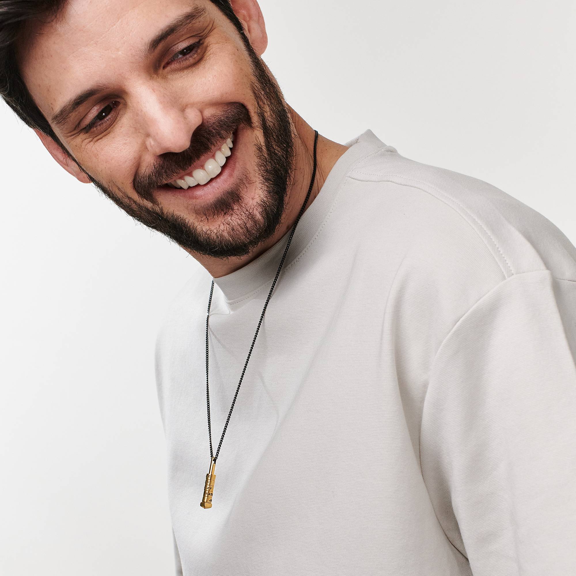 Collar de Barra Apilable en 3D para Hombres en Baño de Oro-2 Collar de Barra Apilable en 3D para Hombres en Baño de Oro-2 foto de producto