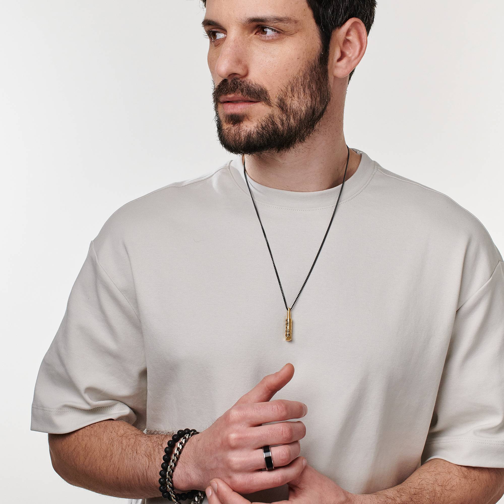 Collar de Barra Apilable en 3D para Hombres en Baño de Oro-5 Collar de Barra Apilable en 3D para Hombres en Baño de Oro-5 foto de producto