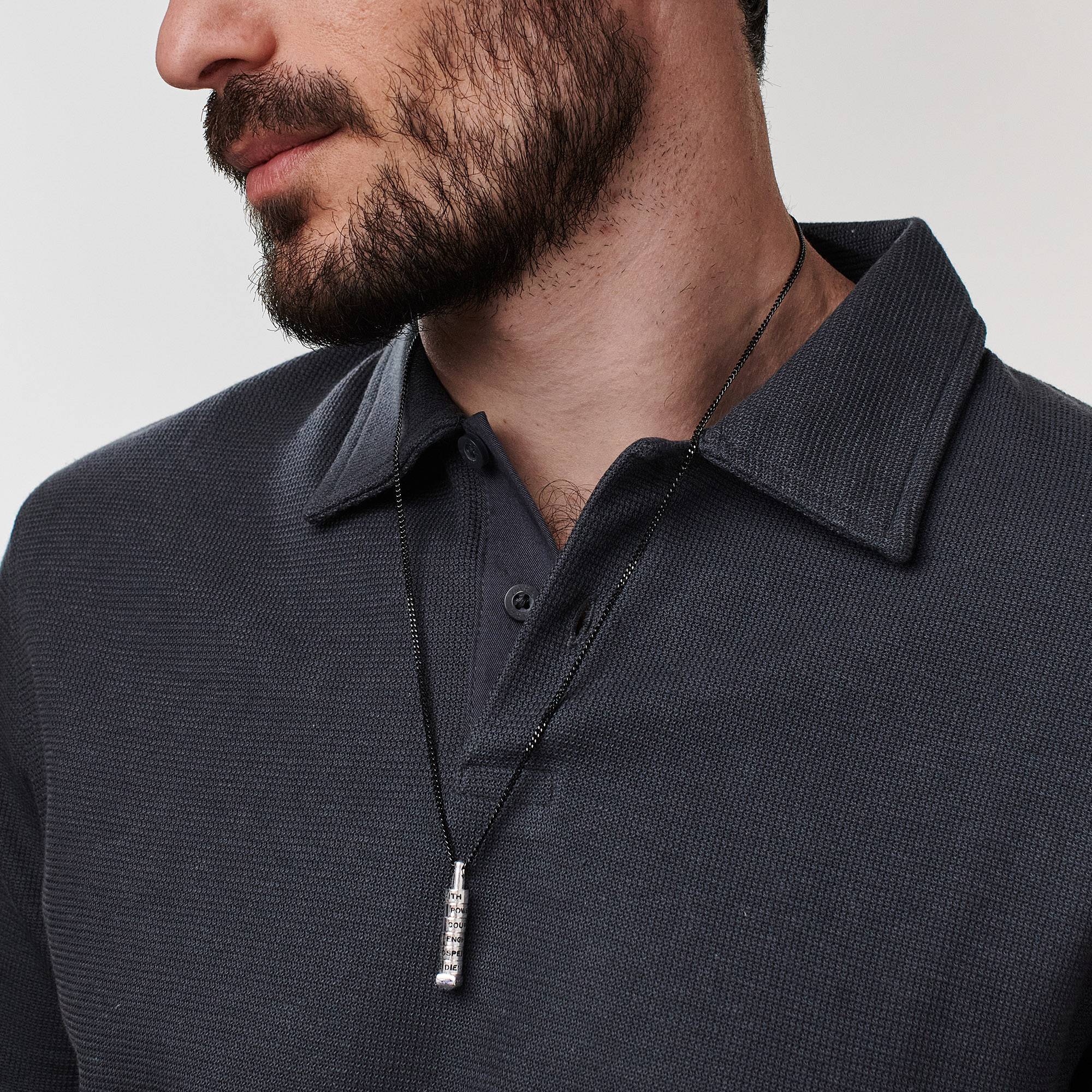 Collar de Barra Apilable en 3D para Hombres en Plata-1 foto de producto