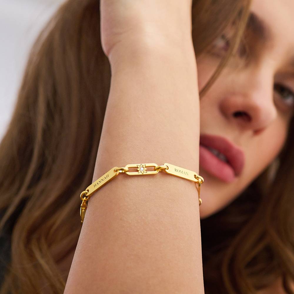 Pulsera de Nombre con Enlace de Luz Estelar en Chapa de Oro-3 foto de producto