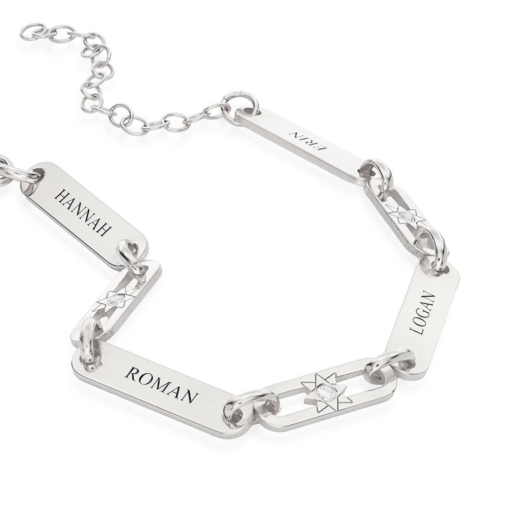 Pulsera de Nombre con Enlace de Luz Estelar en Plata Esterlina-3 foto de producto